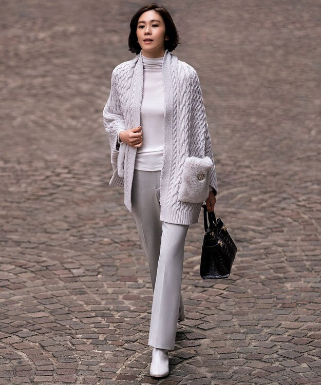 自由区 L 【WEB限定カラーあり/洗える/撥水加工】TRギャバ ストレートパンツ ベージュ系