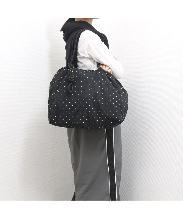 UNBILLION VERYコラボ カシュカシュ cachecache / ナイロンドローコードトートバッグ ブラックドット