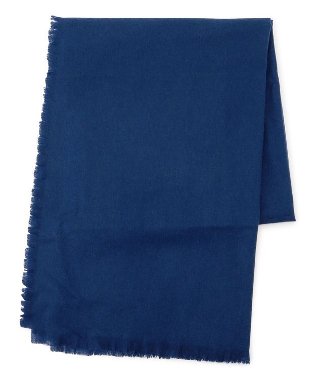 23区 ピュアカシミヤ フリンジ ストール ブルー系