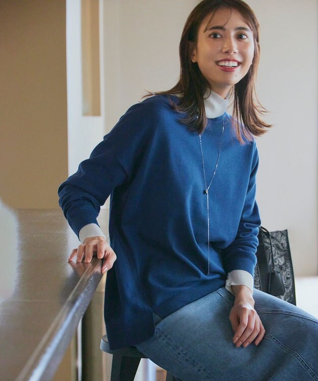 23区 【SLOW/一部店舗限定】シアーリブ タートルネックニット アイボリー系