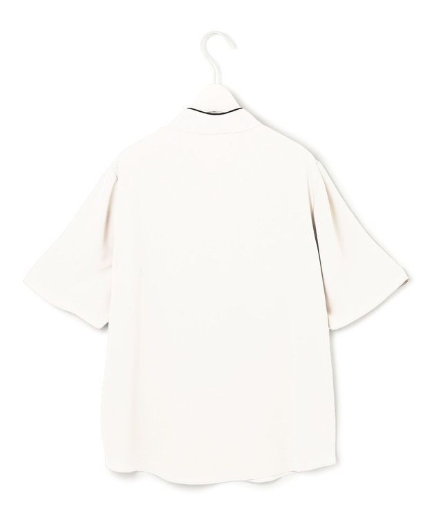 ICB 【先行予約】BackSatinAmunzen 5分袖配色ボウタイブラウス オフホワイト