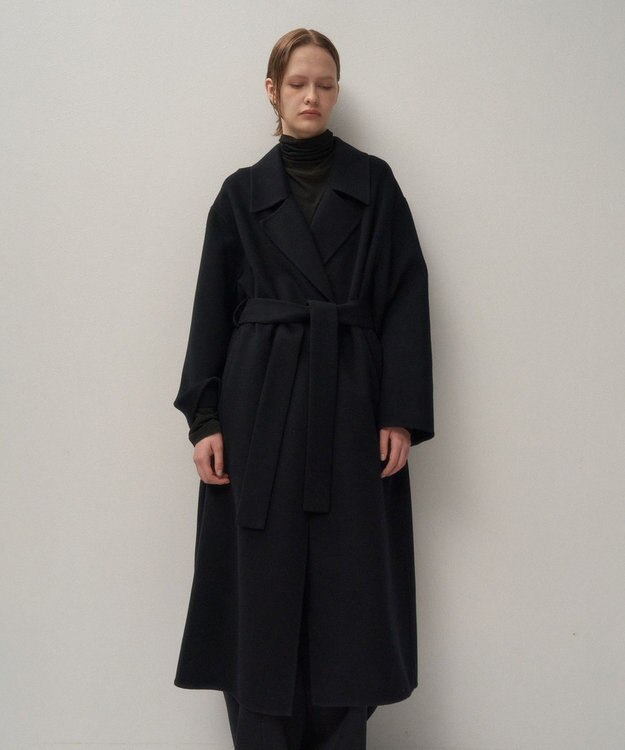 ATON MERINO DOUBLE MELTON | ガウンコート BLACK