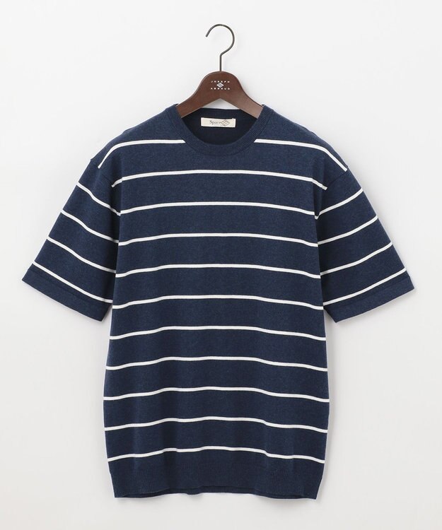 JOSEPH ABBOUD MOUNTAIN 【SPACE／UNISEX】OGコットンストレッチボーダー ニットTシャツ ネイビー系2