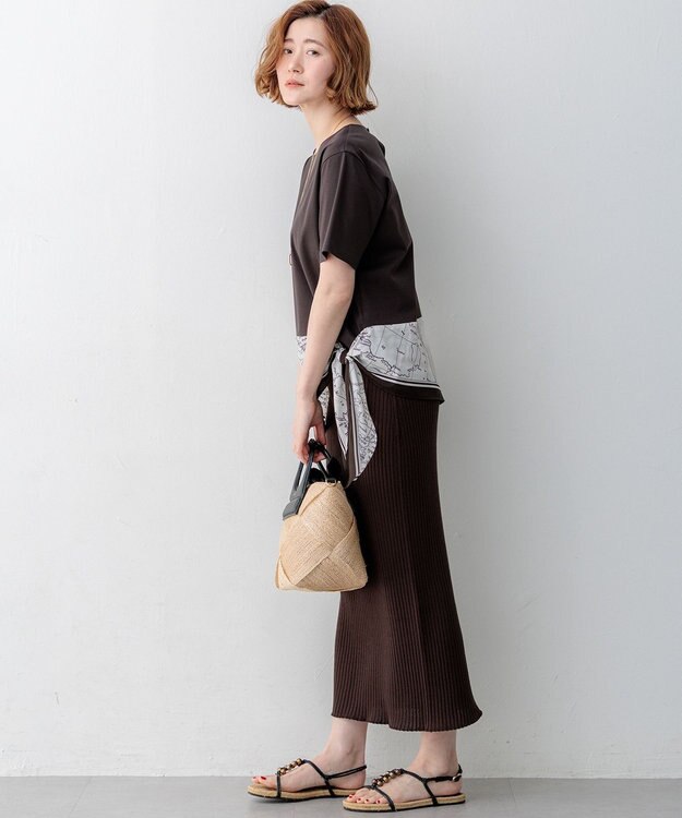 23区 【SLOW/一部店舗限定】ホールガーメント リブニット スカート ダークブラウン系