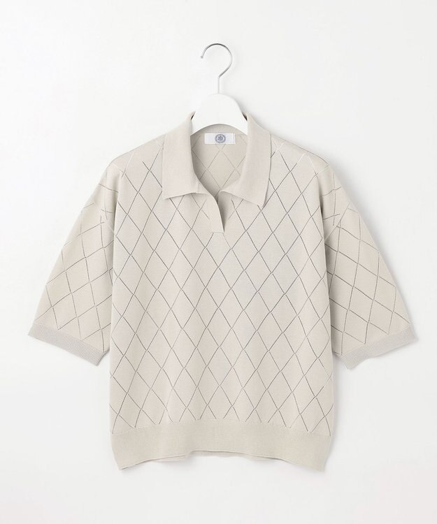J.PRESS LADIES 【洗える・抗菌防臭】COTTON POLYESTER ポロ ニット グレージュ系