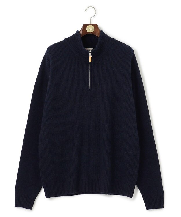 J.PRESS MEN 【KING SIZE】【Cash Lamb's Wool】畔編みハーフジップ ニット ネイビー系