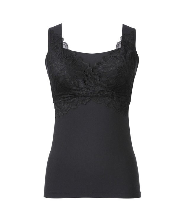 BRADELIS New York 【BRADELIS NewYork peace】シルク混素肌しっとりハッピーバストキャミ26 補正下着 カップ付き ブラトップ ブラキャミソール シェイパー ブラック