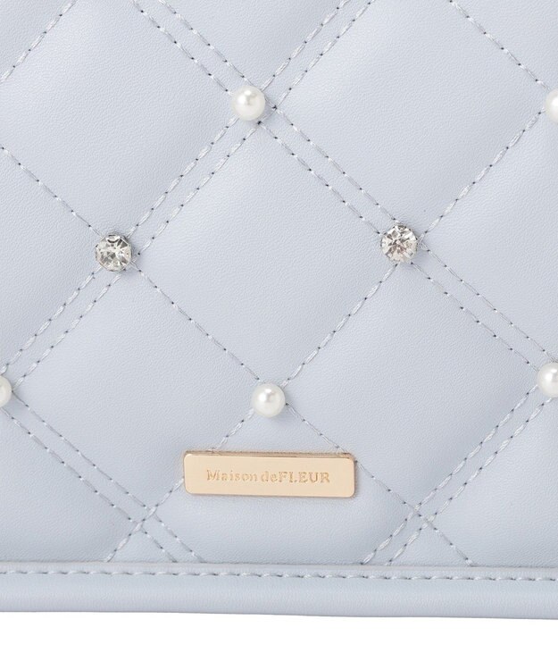 Maison de FLEUR パールビジューキルティングスクエアショルダー Light Blue