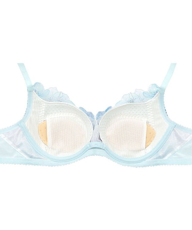 WACOAL 【夏めくブラ】 ブラジャー メッシュ素材(カップ) 吸汗速乾(肌側カップサイド・パッド受け・ワイヤーループ) 背中すっきり レディース BRB465 /ワコール サックス