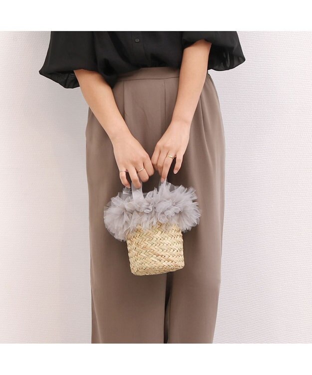 UNBILLION カカトゥ kakatoo / チュールフリンジミニ2wayカゴバッグ GY