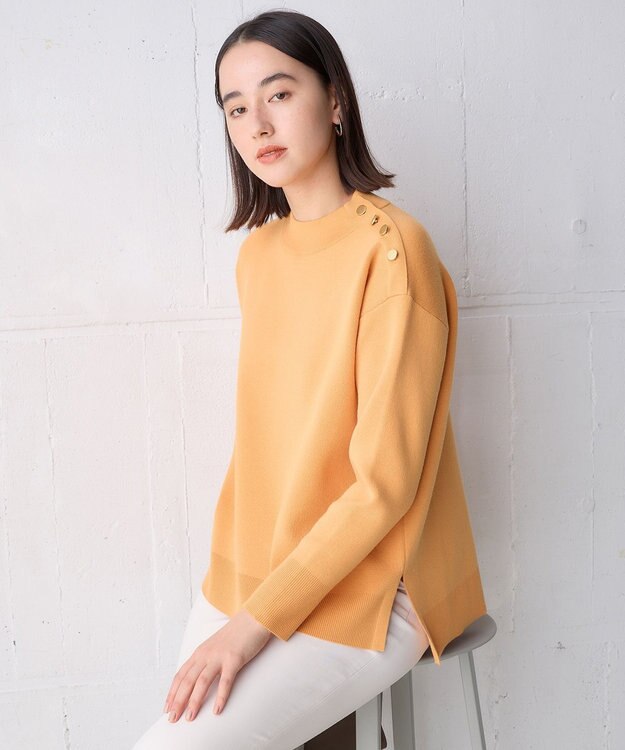 UNFILO 肩釦ハイネックニット オレンジ