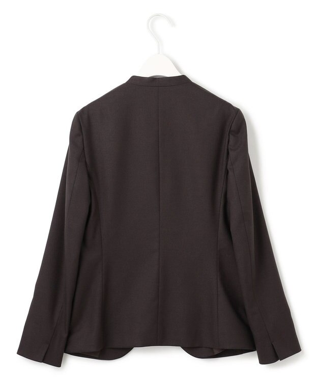 ICB 【洗える】プロヴィスウールツイル ノーカラージャケット チャコール系