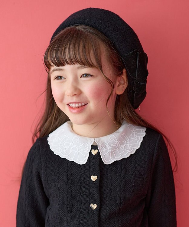 ANY KIDS リボン付き ベレー帽 ブラック