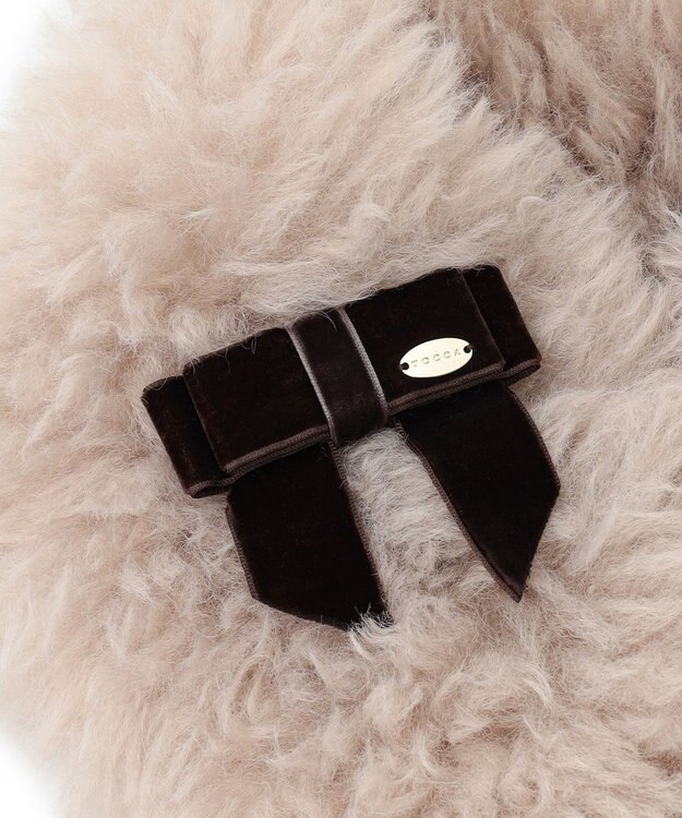 TOCCA 【ブローチ取り外し可】VELVET RIBBON FURTIPPET ティペット ベージュ系