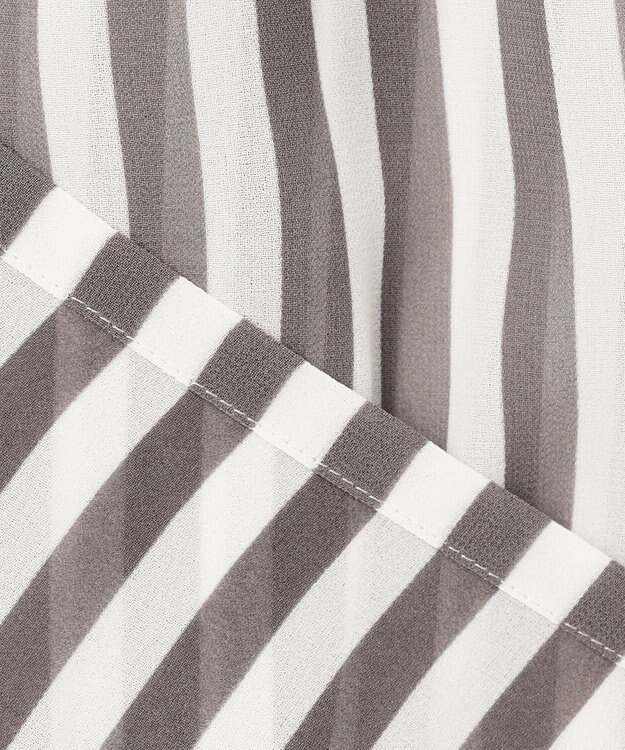 23区 L 【WEB&一部店舗限定/洗える】ストライププリント シフォン ブラウス ダークブラウン系