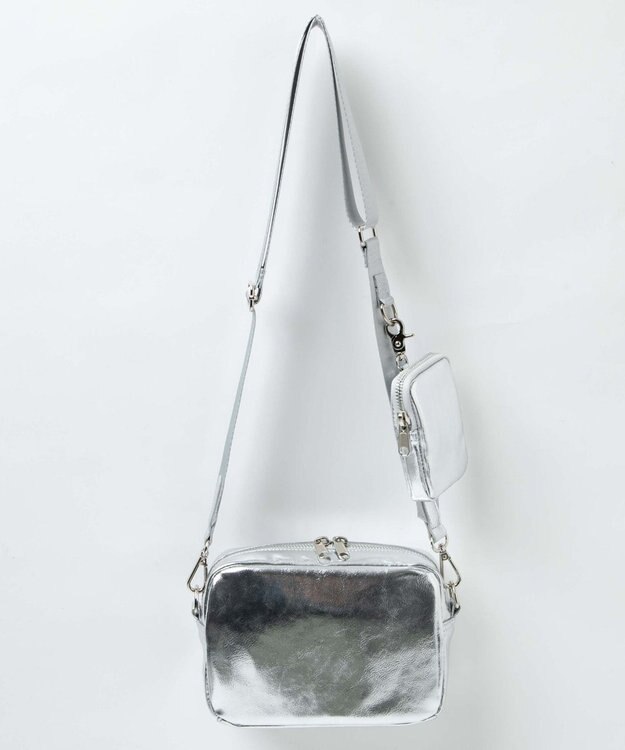 WEGO ポーチ付きスクエアショルダー シルバー