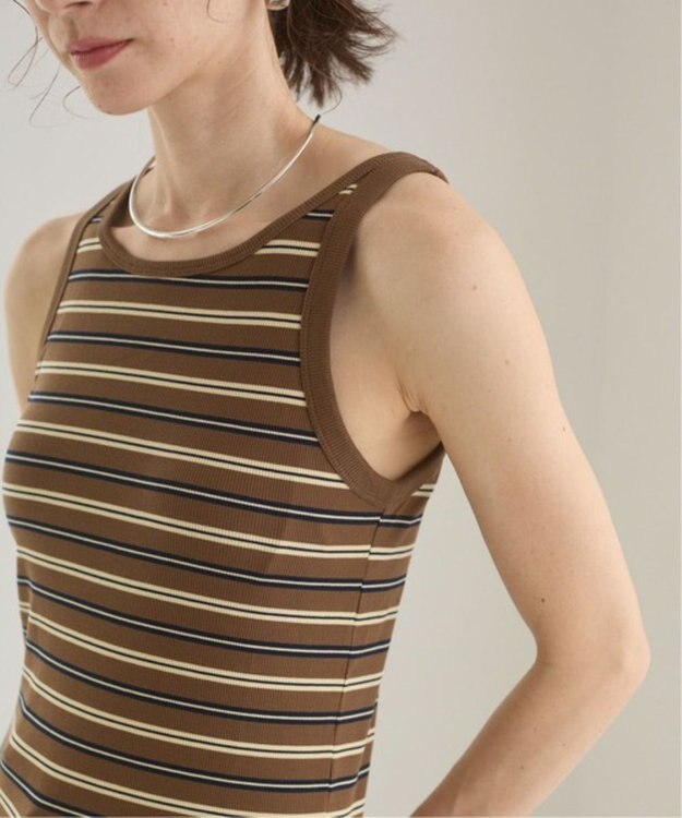 WEGO 【ANGIE VINTAGE】カップ付きマルチボーダータンク ブラウンボーダー