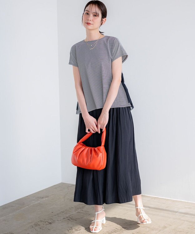 組曲 ギャザーライトデシン パンツ ネイビー系