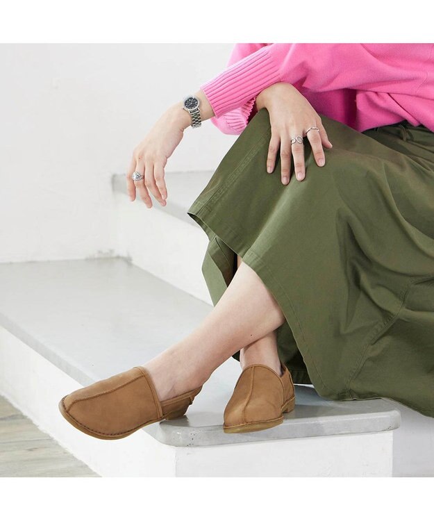 ing <ing>【サスティナブルシリーズ】ムートンバブーシュシューズ キャメルヌバック