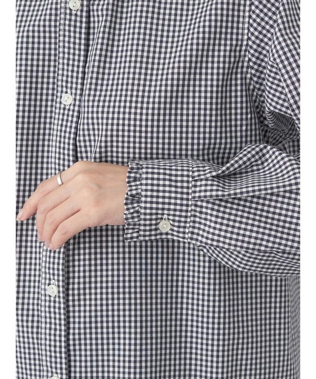 earth music&ecology スタンドフリルシャツ Gingham Check