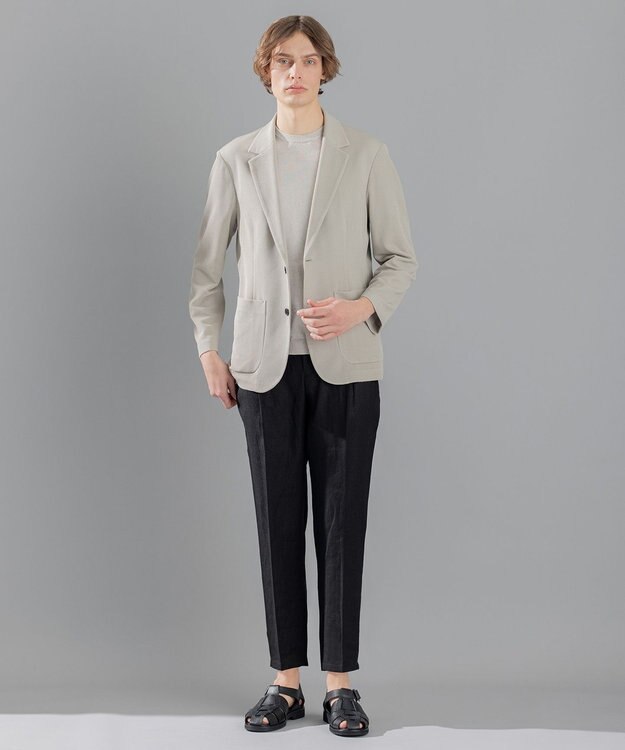 JOSEPH HOMME リネンナイロンプレーン　半袖クルーネックニット ホワイト系