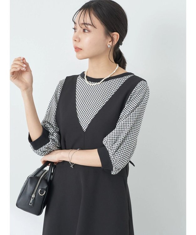 earth music&ecology ギンガムパフＴＥＥ Black