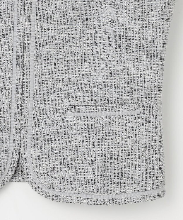 ANY SIS ミニライトボーダー ノーカラージャケット グレーシャンブレー