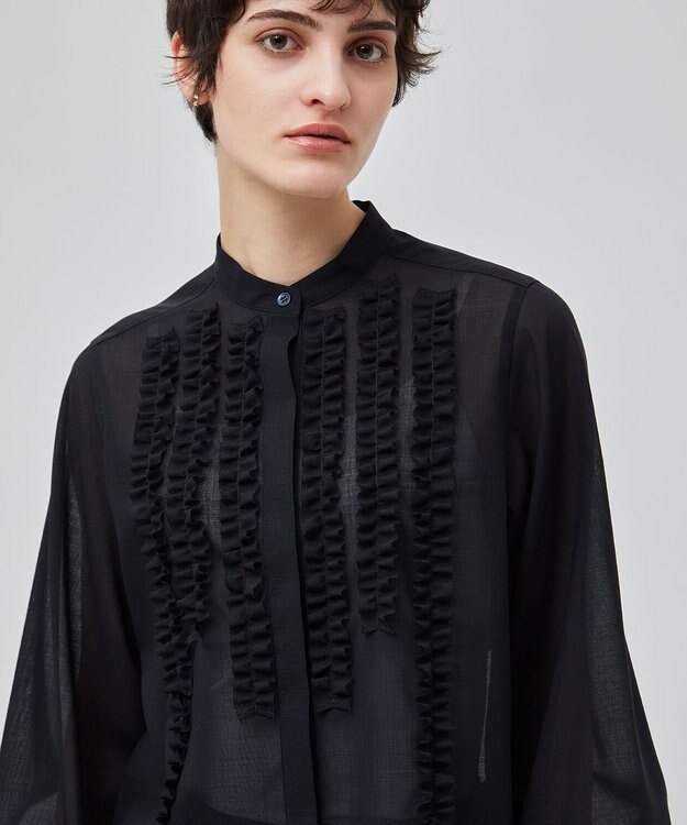 BEIGE， 【洗える・WEB限定】MOYE / フリルブラウス Navy