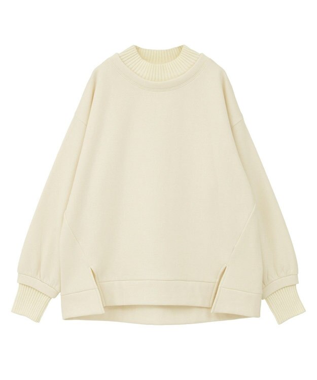 Green Parks リブドッキング裏起毛プルオーバー Ecru