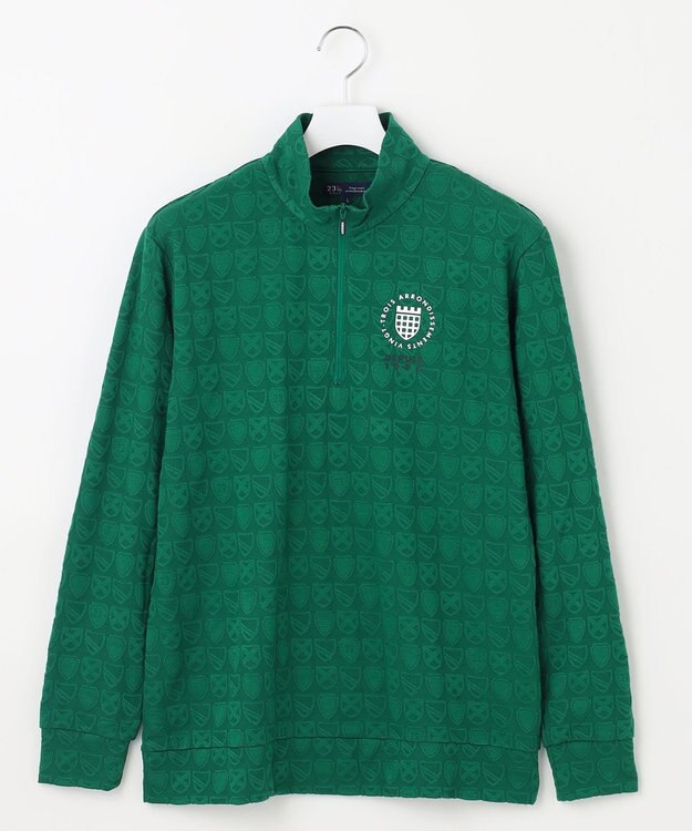 23区GOLF 【MEN】エンブレムハーフジッププルオーバー ダークグリーン系