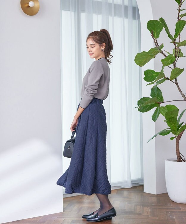 Tiaclasse 【洗える】配色ボタンニットトップス ライトグレー