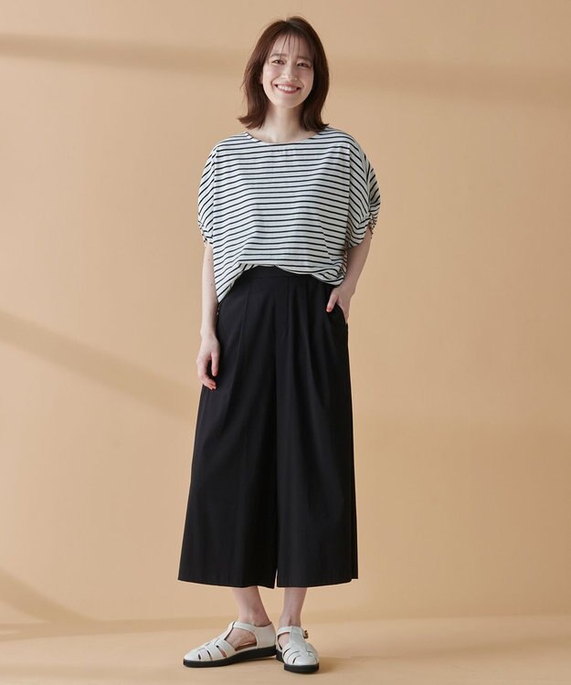 ANY 【ウエストゴム】清涼リラックスクロップドパンツ ブラック