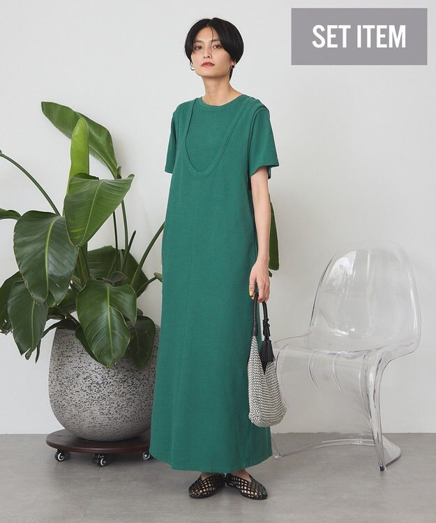 AMERICAN HOLIC 【2点セット】Tシャツ＋Uネックワンピース Green