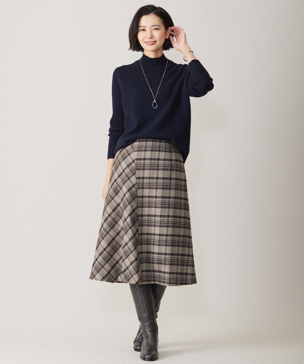 J.PRESS LADIES 【洗える】CASHBIT NEO ハイネック ニット ネイビー系