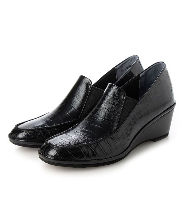 MODE ET JACOMO <D'ICI>ウェッジヒールサイドゴアスリッポンシューズ ブラックビー