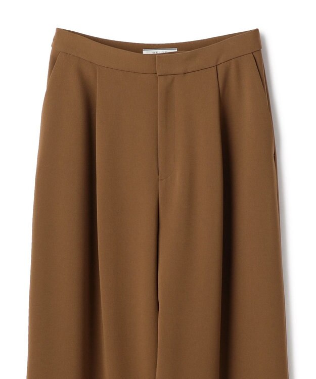BEIGE， GYPSUM / シルキータッチ セミワイドタックパンツ Brown