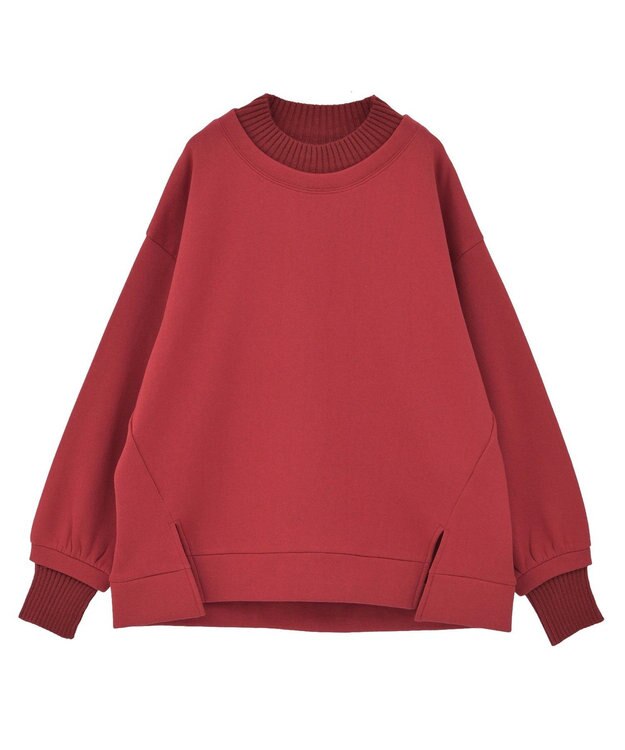 Green Parks リブドッキング裏起毛プルオーバー Red