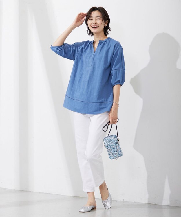 J.PRESS LADIES 【洗える】BASIC STRETCH DENIM ストレート パンツ ホワイト系