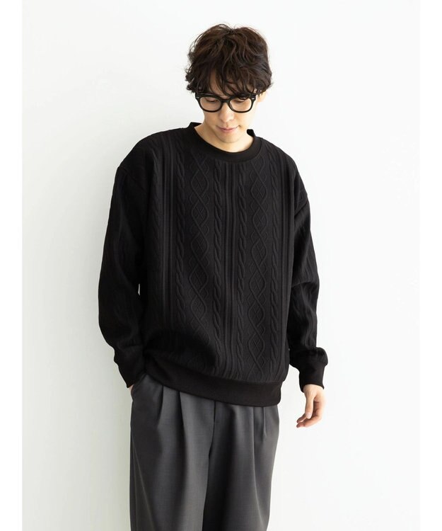 CRAFT STANDARD BOUTIQUE ケーブル柄カットプルオーバー1 Black