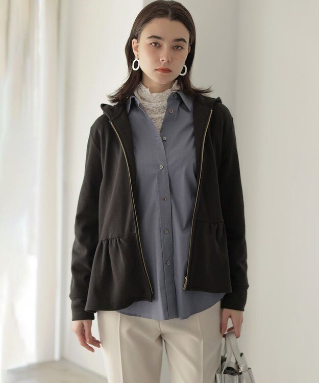 組曲 マシュマロタッチ裏毛 パーカー ブラック系