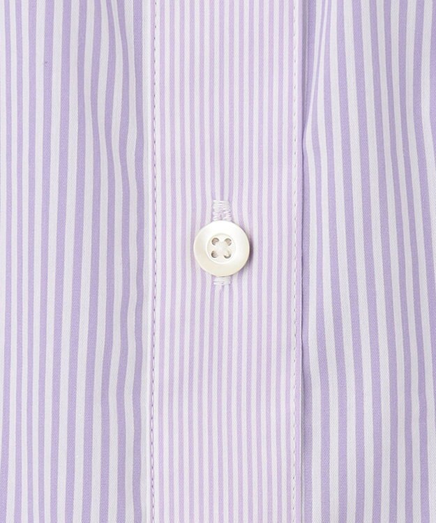 J.PRESS LADIES S 【洗える】 FAST コットンナイロン ストライプ バンドカラー ブラウス ふじ色系1