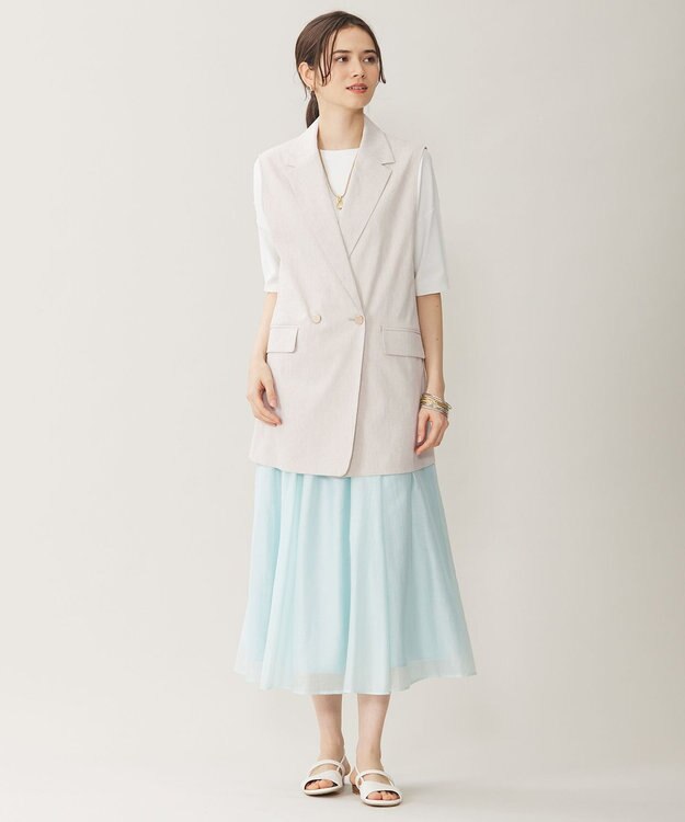 自由区 【セットアップ対応・洗える】リネンビスコースストレッチ ジレ フラックス