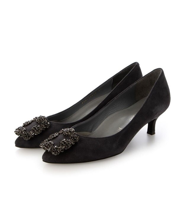 MODE ET JACOMO <MODE ET JACOMO>ビジューバックルパンプス ダークグレースエード