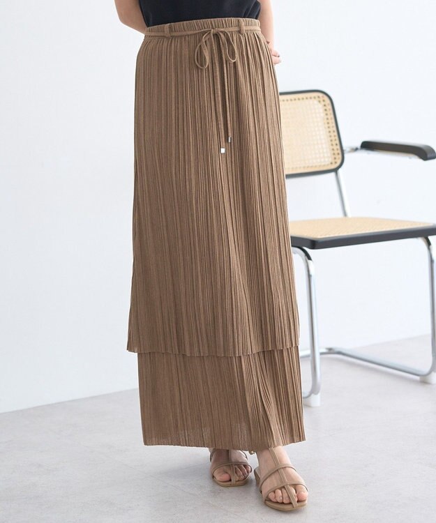 earth music&ecology プリーツレイヤードライクスカート Brown