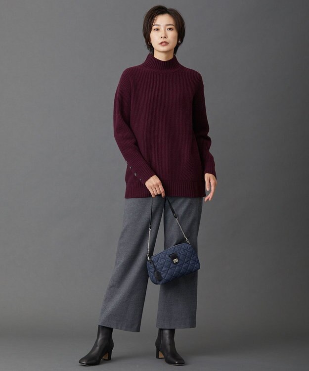 J.PRESS LADIES 【洗える】AUSSIE AIR ハイネック ミドルゲージ ニット パープル系