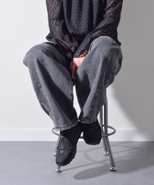 INTER-CHAUSSURES 【BUSSOLA】ニットスリッポンスニーカー ブラック雑材