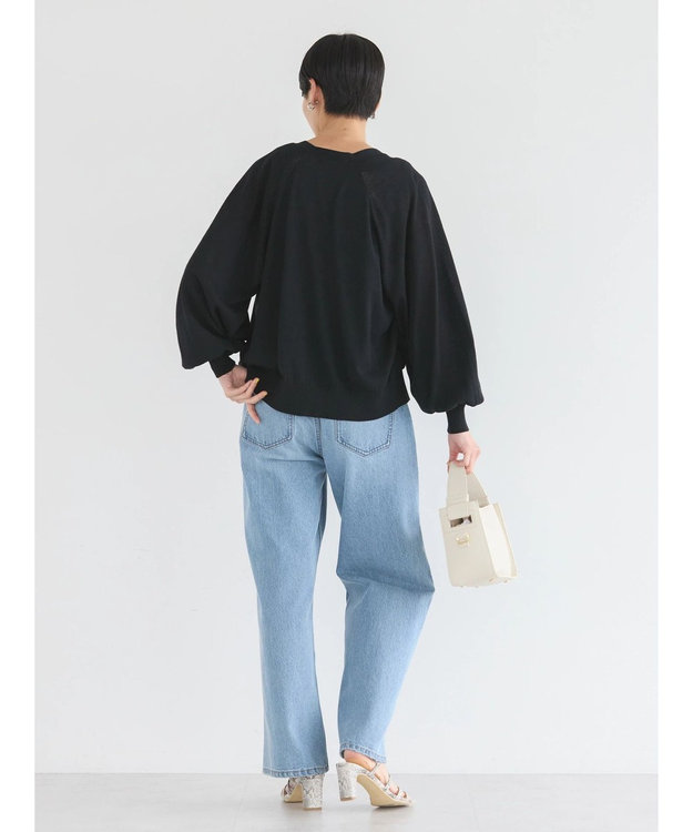 AMERICAN HOLIC 袖ボリュームショートニットカーディガン Black