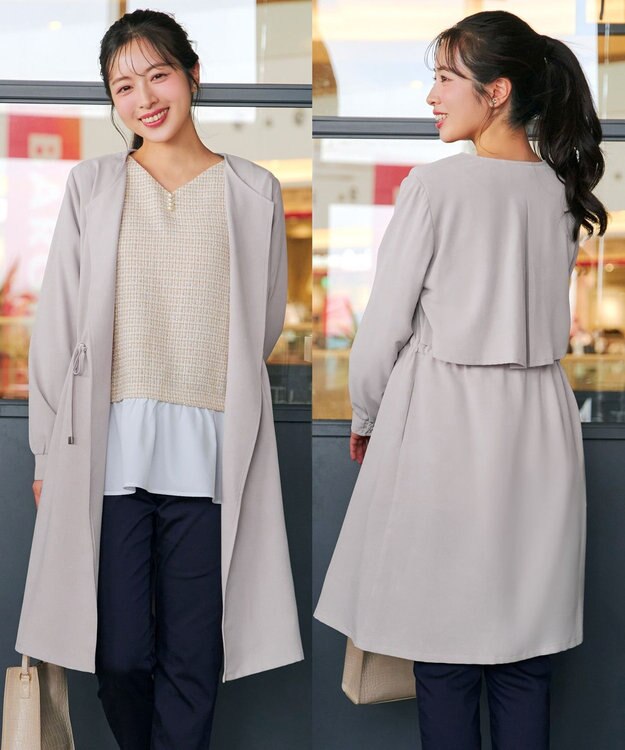 Tiaclasse タックヨーク着流しパフスリ－ブコート グレージュ