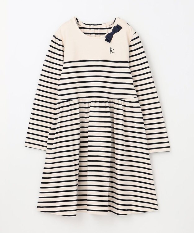 組曲 KIDS 【150-160㎝】ボーダー ワンピース ネイビー系1