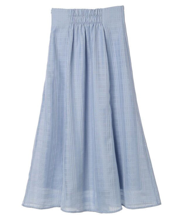 earth music&ecology シアーチェックフレアスカート Sax